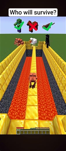 Minecraft Lava Bridge Challenge 😱 One Wrong Step = Game Over! 🔥 #minecraft #shorts #gaming