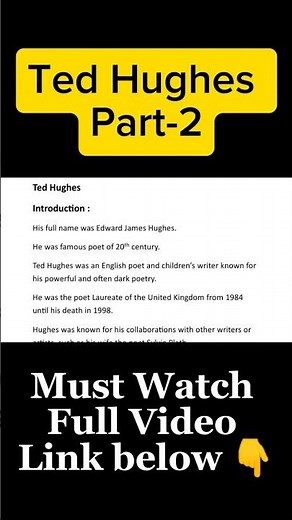 Ted Hughes |Biography of Ted Hughes #reels #englishwriting #poets