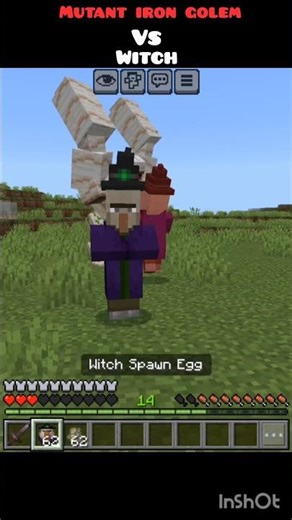 Mutant iron golem Vs Witch#minecraft #gaming #shorts