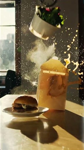 🍔 Burger Explosion in Slow Motion! 🍟 Must See Food Art! #youtubeshorts