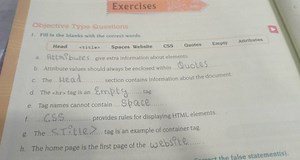 Exercises Objective Type Questions 1. Fill in the blanks with t... | Filo