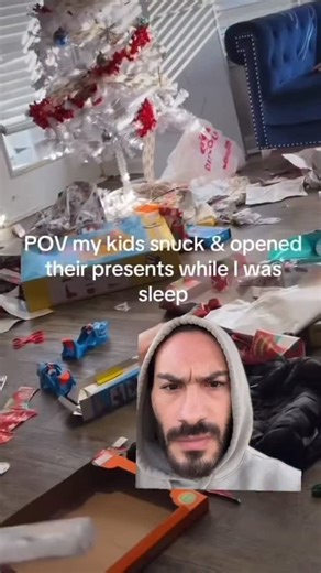 Nate Nate on Instagram: "Kids open up Christmas gifts while mom is asleep"