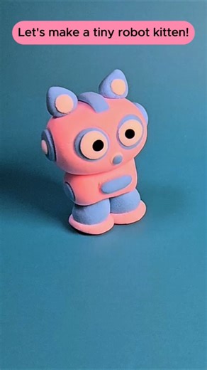 HOW TO MAKE A CUTE LITTLE ROBOT KITTEN WITH AIR-DRY CLAY #shorts #clayart #robot #cat