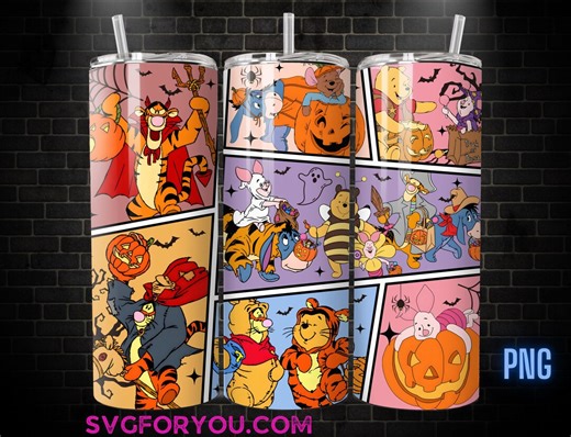 Spooky Mummy Winnie the Pooh Tigger Piglet Eeyore Halloween 20oz Skinny Tumbler PNG, Pooh Skinny Tumbler Wrap Design PNG - Etsy