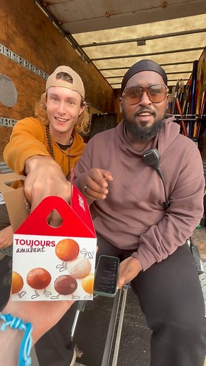 Tim Hortons on Instagram: "Bringing holiday care to the crew of our new holiday commercial, one Timbit at a time! 🎬🎄 #TimHortons"