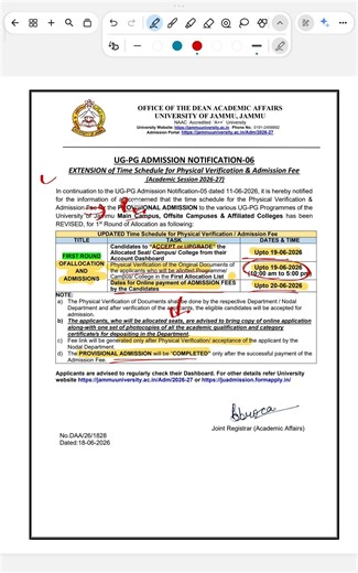 University of Jammu UG/PG Admission 2026 | Important Update!