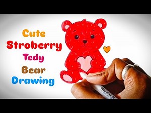 How to Draw Strawberry Teddy Bear 🐻🍓 | Easy & Cute Drawing #teddybear #easydrawing