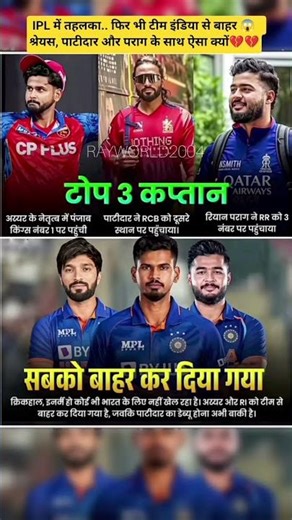 IPL ke top captains OUT! 😱 Iyer, Patidar, Parag ko Team India me jagah kyu nahi? #shorts #ipl2026