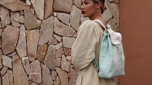 C&P YOMKEY Women Lightweight Linen Large Backpack Purse with Unique Embroidery Craft And Cultural Patterns Casual Ladies Satchel Bags (Morning Glory Pattern)