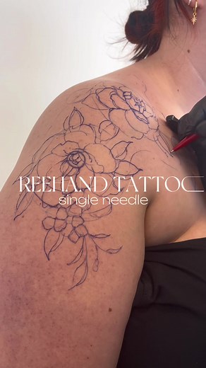 Freehand process 🌸 #freehand #freehandtattoo #freehandtattooartist