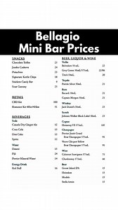 Bellagio Mini Bar Prices | Jacobs Life in Vegas