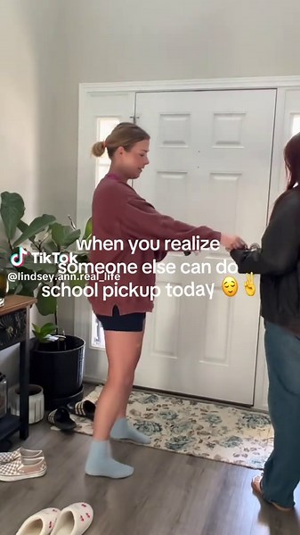 Mom's Relief: School Pickup Done by Someone Else!