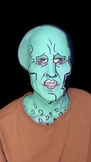 Handsome Squidward Brought to Life with Realistic Face Paint