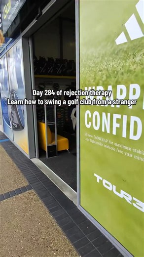 41K views · 231 reactions | day 284: learn how to swing a golf club from a stranger was really kind of him to teach me :) maybe I’ll go to a driving range one day to practice a bit more with all the tips he gave me! what should I do tomorrow? #rejectiontherapy #rejection #askingstrangers #fyp #stranger #socialexperiment #foryoupage #golf | Daily Rejection | Facebook