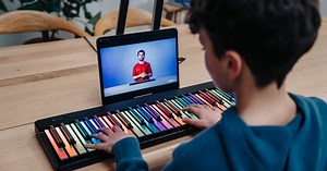 Colorful keyboard offers AI-assisted route to piano speed learning