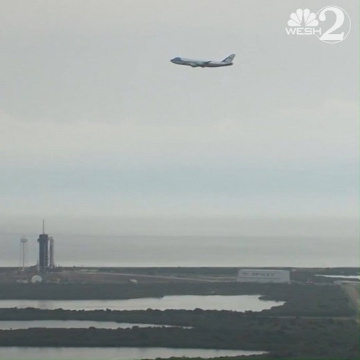70K views · 123 shares | WHAT A SIGHT: Air Force One flies over Kennedy Space Center's historic launch pad 39A ahead of a historic launch. | WESH 2 News | Facebook