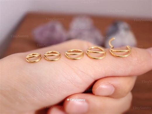 18G/16G Titanium Double Hinge Hoop, Cartilage Helix Hoop Earring, Hinged Segment Nose Ring, Septum Clicker Ring, Hypoallergenic Hoop - Etsy