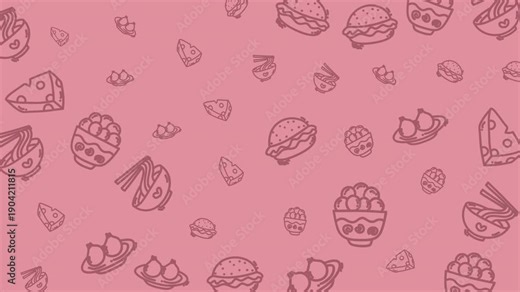 Food icons like burgers, cheese, and ramen suitable for menus, food blogs, social media posts, and restaurant branding.