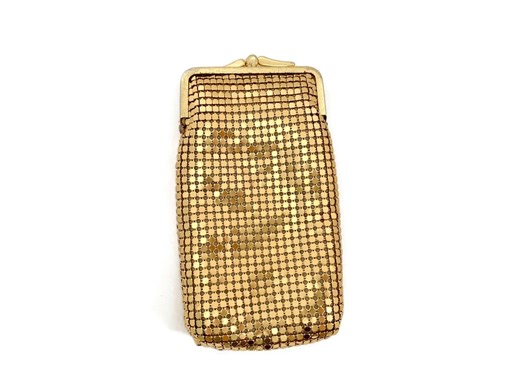 Vintage Whiting and Davis Metal Mesh Pouch, Long Gold Metallic Case - Etsy