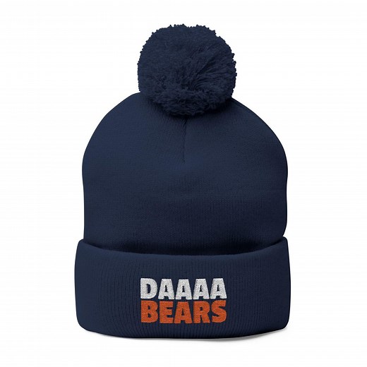Chicago Bears Knit Cap - Da Bears Design - Pom-pom Winter Hat - Etsy