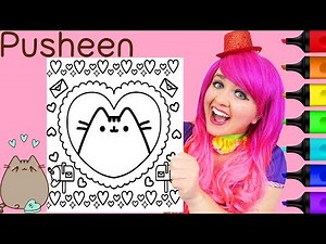 Coloring Pusheen Cat Valentine's Day Hearts Coloring Page Prismacolor Markers | KiMMi THE CLOWN