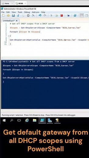 Get default gateway from all DHCP scopes using PowerShell#techvideo #powershell #dhcpserver
