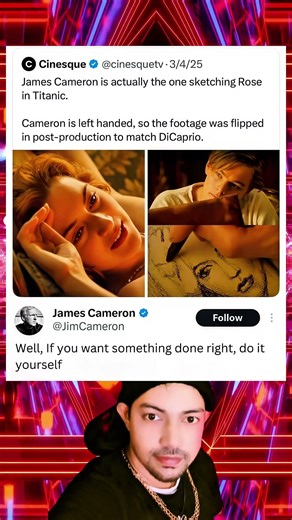 James Cameron is actually the one sketching Rose in Titanic. Cameron is left handed