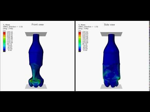 Topload Simulation with Varying wallthickness and Strains from Blow molding process with Abaqus