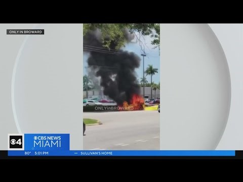 One dead after small plane crashes in Hollywood near shopping plaza parking lot