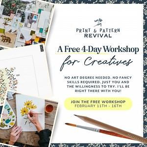 Last call! ⏰ The Print & Pattern Revival workshop starts on WEDNESDAY! Reserve your spot and I’ll see you soon! 🤍 Can’t wait to start this journey with you! Last year, over 50,000 people joined this Free Workshop.👇 💬Crystalline realized her dream of designing wallpaper and said, "Thank you for creating a space that invites the unfolding of secret dreams”. 💬Heather shared: "For the first time in over 20 years, I have hope again in actually sharing my passion for art and creativity as a career