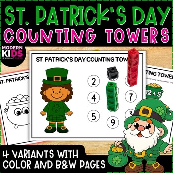 Counting Towers & Number Stairs - St. Patrick’s Themed Preschool Math Activities