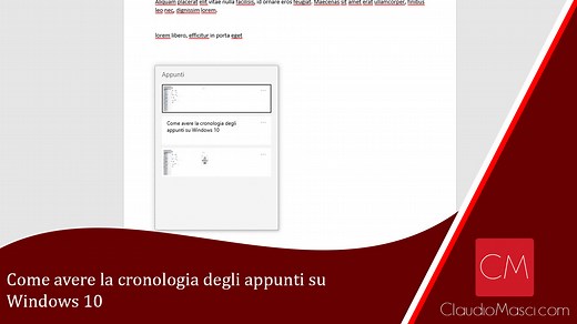Come avere la cronologia degli appunti su Windows 10 | ClaudioMasci