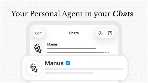 Introducing Manus Agents — your personal Manus, now inside your chats. 👉🏻Long-term memory. Remembers your style, tone, and preferences. 👉🏻Full Manus power. Create videos, slides, websites, images from one message. 👉🏻Your tools, connected. Gmail, Calendar, Notion, and more. Available now on Telegram. More platforms coming soon. | Brian Hanson