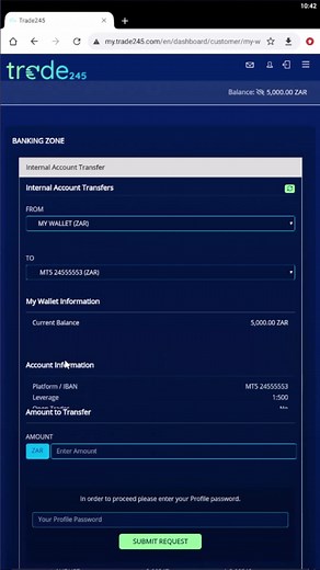 Trade 245 : How To Transfer from and to the wallet