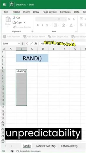 Rand Function #excel #exceltips #exceltricks #learnexcel