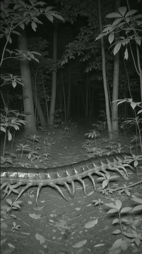 Trail Camera Captures a Human-Sized Centipede Crossing a Remote Forest Trail