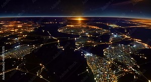 A digital map of the world with glowing connections between cities, representing global connectivity and data transfer across continents.