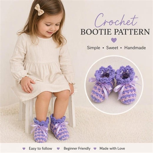 Crochet Baby Booties PDF Pattern – Lavender Crochet Shoes, New Born Shoes Crochet, Easy Beginner Tutorial, Baby Shower Gift - Etsy