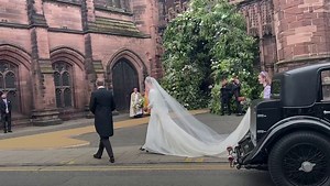WATCH: The Duke of Westminster's Bride Olivia looks windswept and beautiful upon arrival