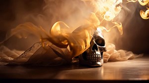 Ornate Skull with Smoke and Flames | Free Stock Video Footage