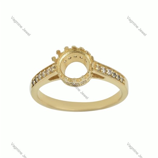 Sterling Silver Ring Collet: 8mm Round Gemstone Prong Cup - Etsy