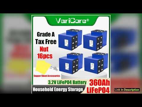 16x 32V 360Ah LiFePO4 Rechargeable Battery Lithium Iron Phosphate for 12v 24v 36v Travel Solar