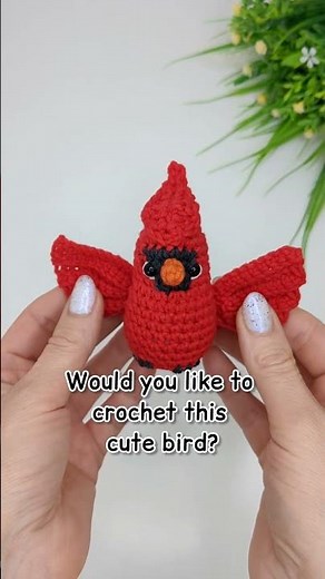 Crochet Red Cardinal, NEW Pattern Reveal #crochetanimals #crochetbird #amigurumi #crochettoys