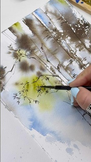 Watercolor and ink tree sketch #art