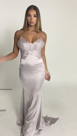 Portia and Scarlett Valentina Ice Silver prom dress at SHAIDE