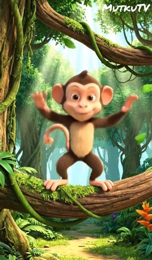 Playful Monkey Jumping in Jungle 🐒🌿 Fun Video for Kids | MutkuTV Shorts