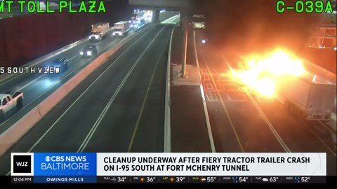 Fuel spill, fire prompts closure of I-95 South at Fort McHenry Tunnel in Baltimore