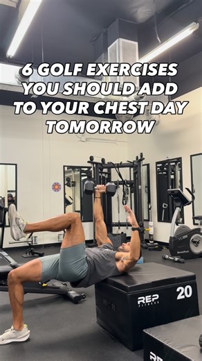 Andrew Hannon | “THE” Golf Fitness Pro on Instagram: "6 EXERCISES TO TRY - Add these to your next muscle split day to help build athleticism, increase rotation, limit stiffness and improve upper body power. - Exercises: Power glute bridge to chest press 6-8 reps - RFE db drop to single arm snatch 6-8 reps - Cable full range rotation 8-10 reps - Swiss ball reach + cable rotation 8-10 reps - 1/2 kneel side bend lat pull down 10-12 reps - Step post up drill 8-10 reps - Pick 1-2 drills to add to you