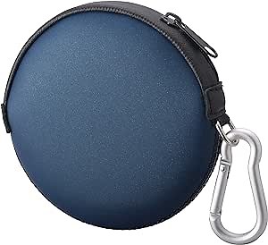 OneJoy Mini Round Coin Purse with Clip on, Lightweight Waterproof Zipper Pouch for Earbuds, Keys, Coins, Compact Travel Storage Case for Women & Men; Xmas Gift [ Navy ]