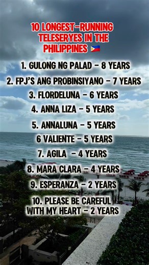 Alin nga ba ang tumatak na teleserye sayo 👉 10 Longest Running Teleseryes in the Philippines 🇵🇭 #teleserye #PinoyTeleserye #Pilipinas #fbreelsfypシ゚viralvideo #viralpost2025 #fypシ゚viralシ #viralreelsシ #fbreels #fyp #highlights2025 #highlightseveryonefollowers #highlightsシ゚ #friends #everyonehighlights #everyonefollowers #knowledgeispower #algorithm #TopFans #PleaseLikeFollowandShare | James Tiglao Capulong